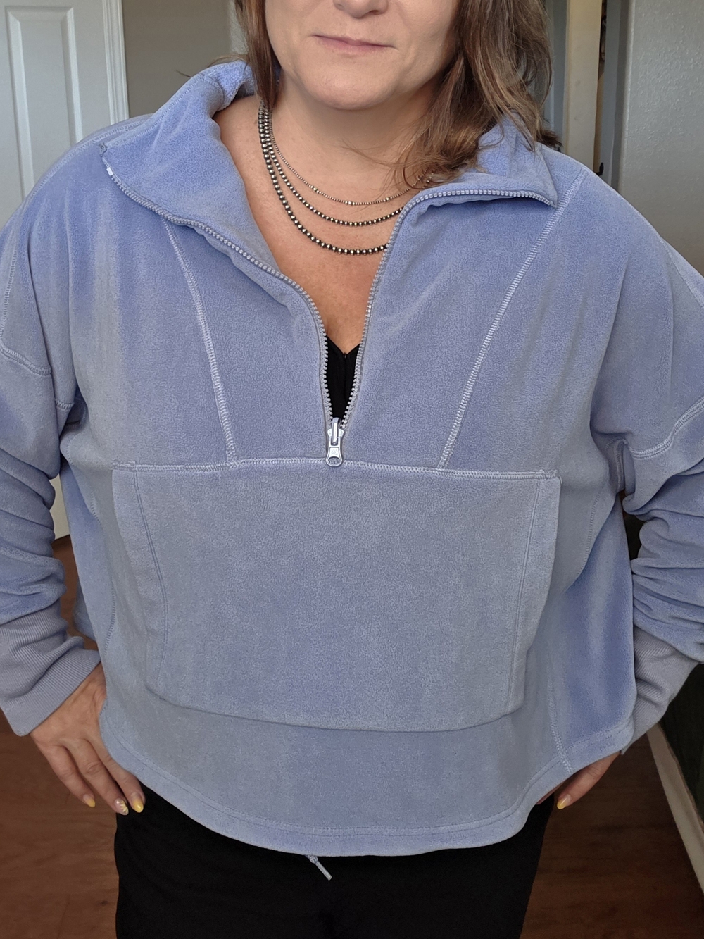 Zyia Women's Half-Zip Fleece Pullover Top - Light Lavender